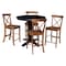 International Concepts 36 in. Solid Wood Round Extension Dining Table with 4 Counter Height Stools in Black/Distressed Oak K46-36RXT-23S4261324 - alternate 1